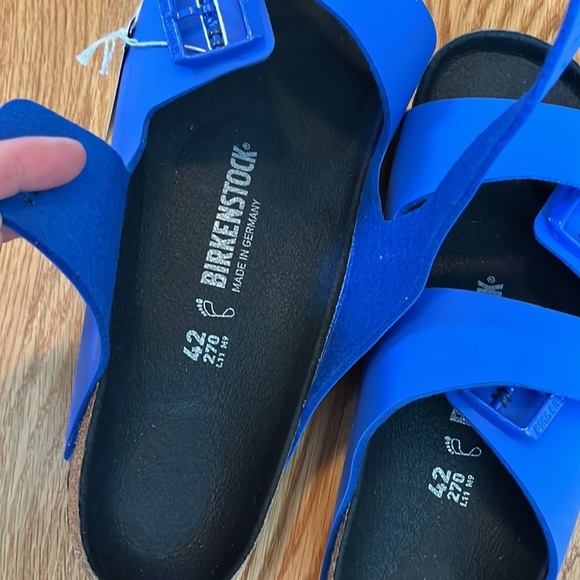 Birkenstock Arizona Ultra Blue Sandals Leather Buckle Slides Men\'s Size 9 NWT